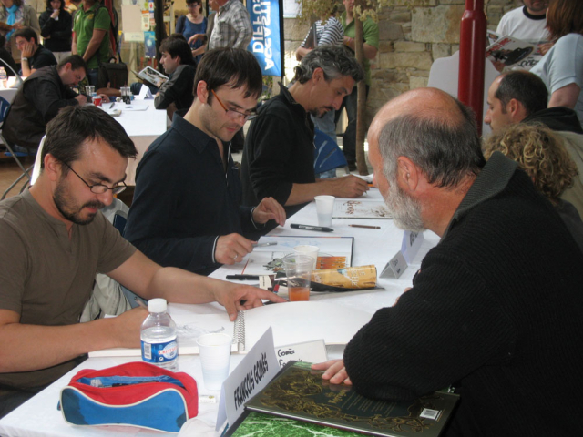 François Gomès, Adrien Floch et Alberto Varanda en dédicace